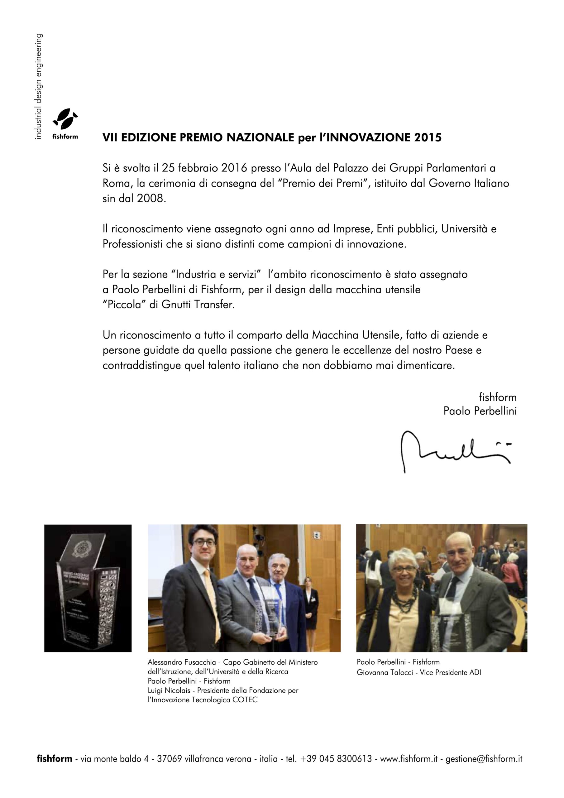 premio INNOVAZIONE 2015